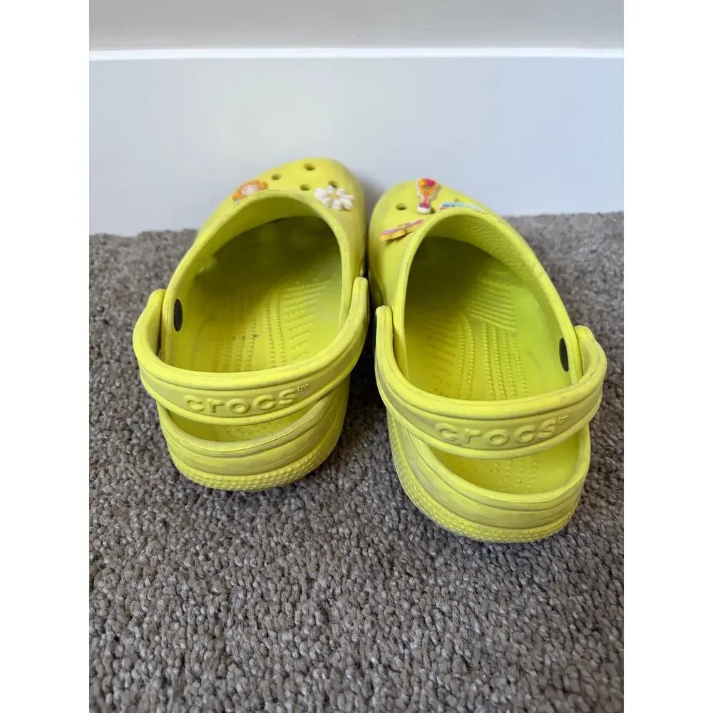Yellow Crocs Sandals with Charms- Size Women's 6 - Picture 2 of 5